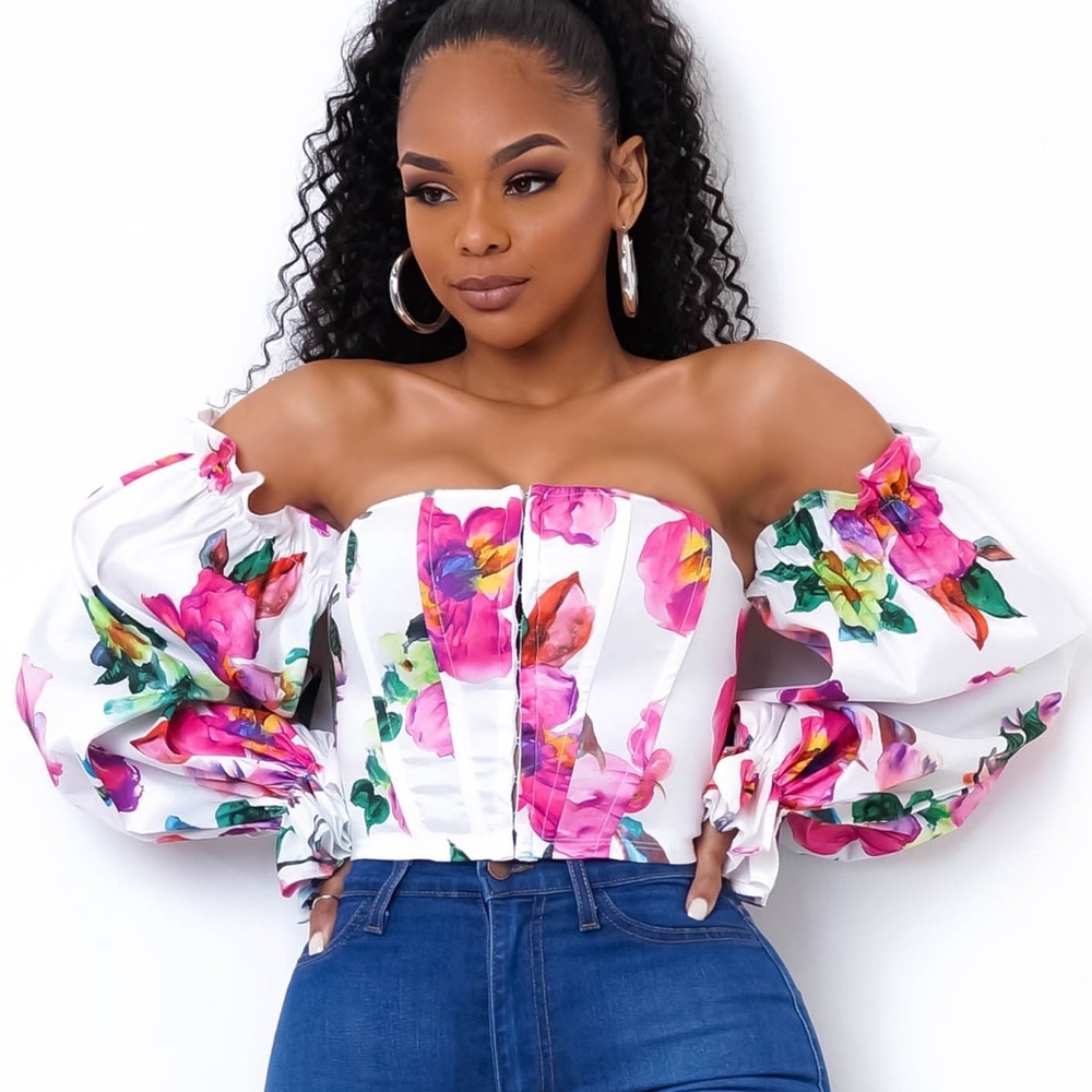 “Adore” Floral Off The Shoulder Top